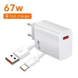 Total 67W USB Charger QC3.0 Fast Charging Mobile Phone Charger For iPhone 15 Samsung Xiaomi EU/US/UK Plug Quick Charger Adapter