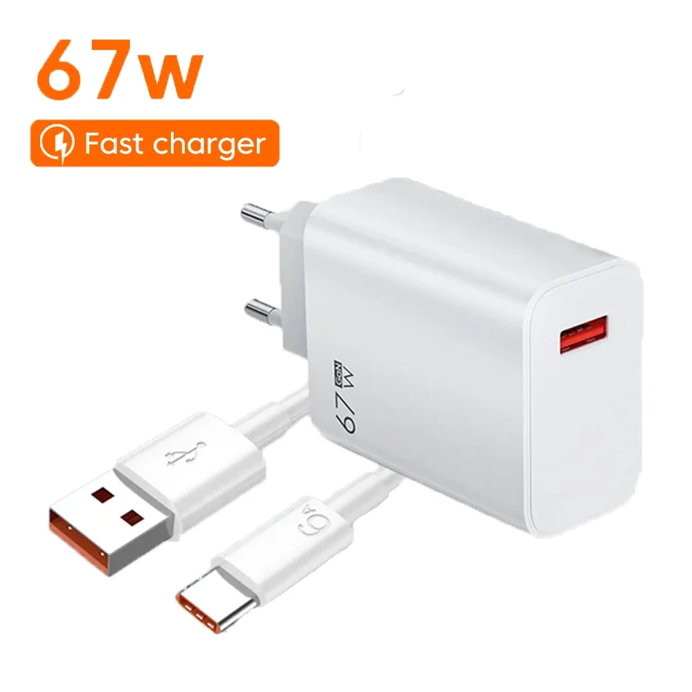 Total 67W USB Charger QC3.0 Fast Charging Mobile Phone Charger For iPhone 15 Samsung Xiaomi EU/US/UK Plug Quick Charger Adapter