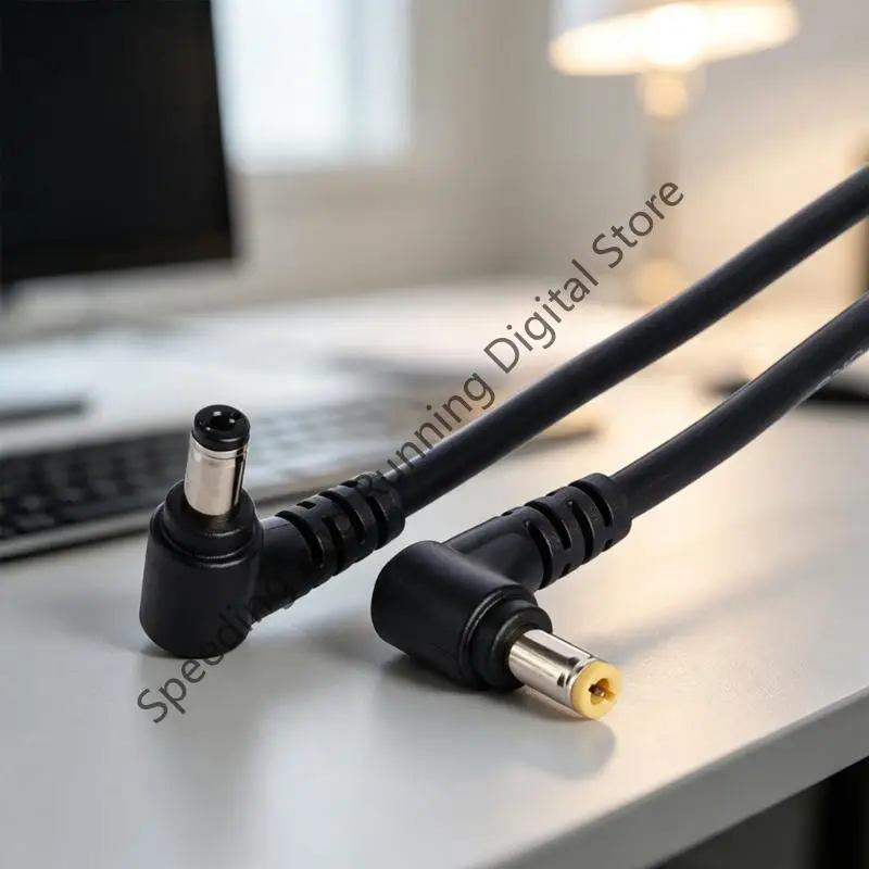 2pcs DC5.5 X 2.1mm 5.5 X 2.5mm Power Cable 5.5 X 2.1mm Male to 5.5 X 2.5mm male Adapter 90 Degree Charging Cable For Camera