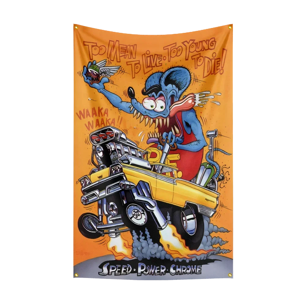 90x150CM 3X5FT r-Rat finks choppers Flag Flying Banner for Decor Indoor Outdoor