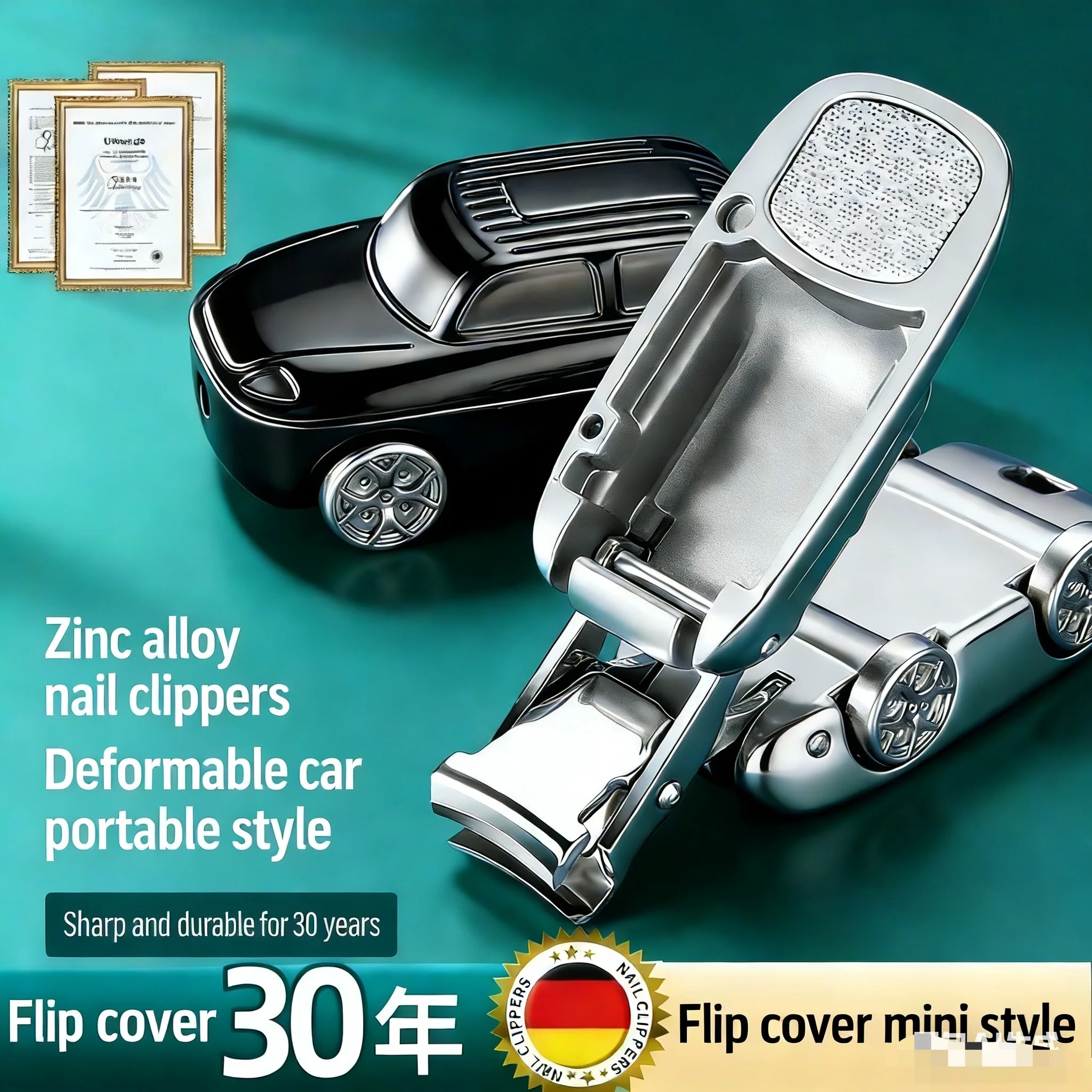 Car Shape Foldable Nail Clipper Portable Mini Model Nail Cutter with Keychain Creative Gift