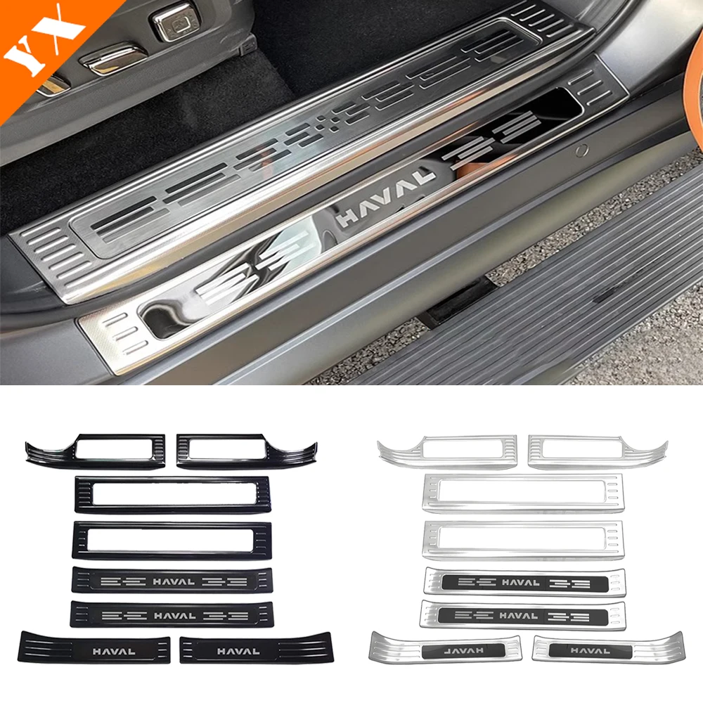 For Haval H9 2024 2025 Accessories Stainless Black Silver Car Door Sill Scuff Plate Welcome Pedal Protection Trim