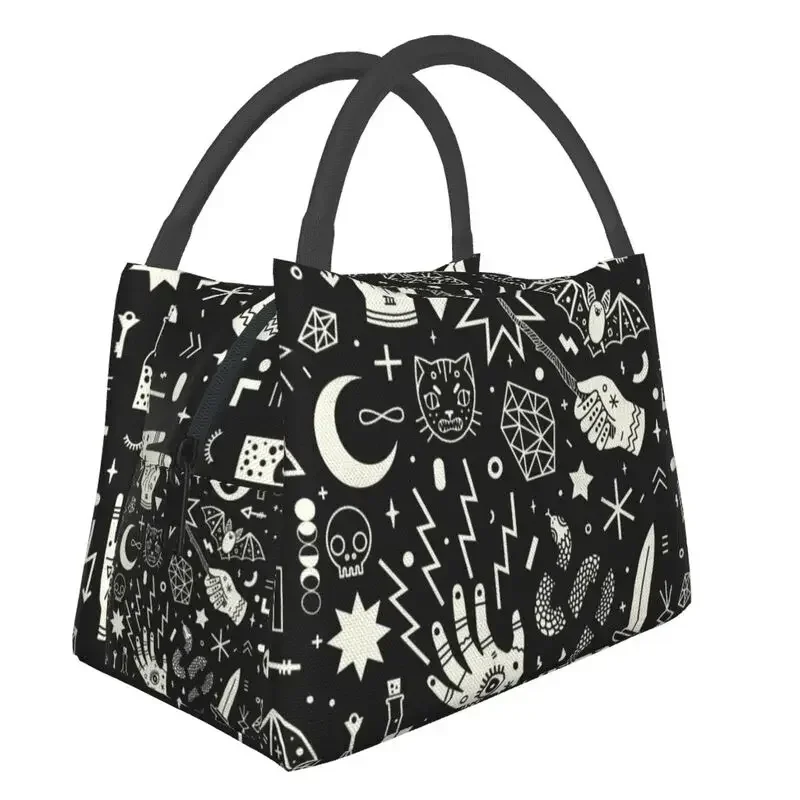 Halloween Witchcraft Witch Insulated Lunch Bags for Women Resuable Occult Witchy Magic Cooler Thermal Lunch Box Camping Travel