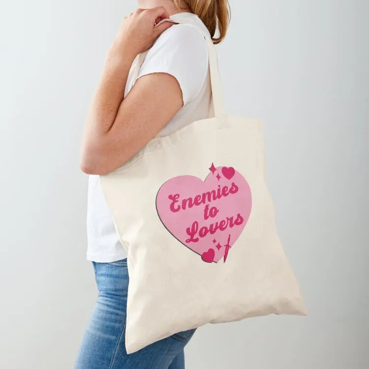 

Enemies to Lovers Heart Tote Bag eco bag folding Women's handbag shopping trolley bag the tote