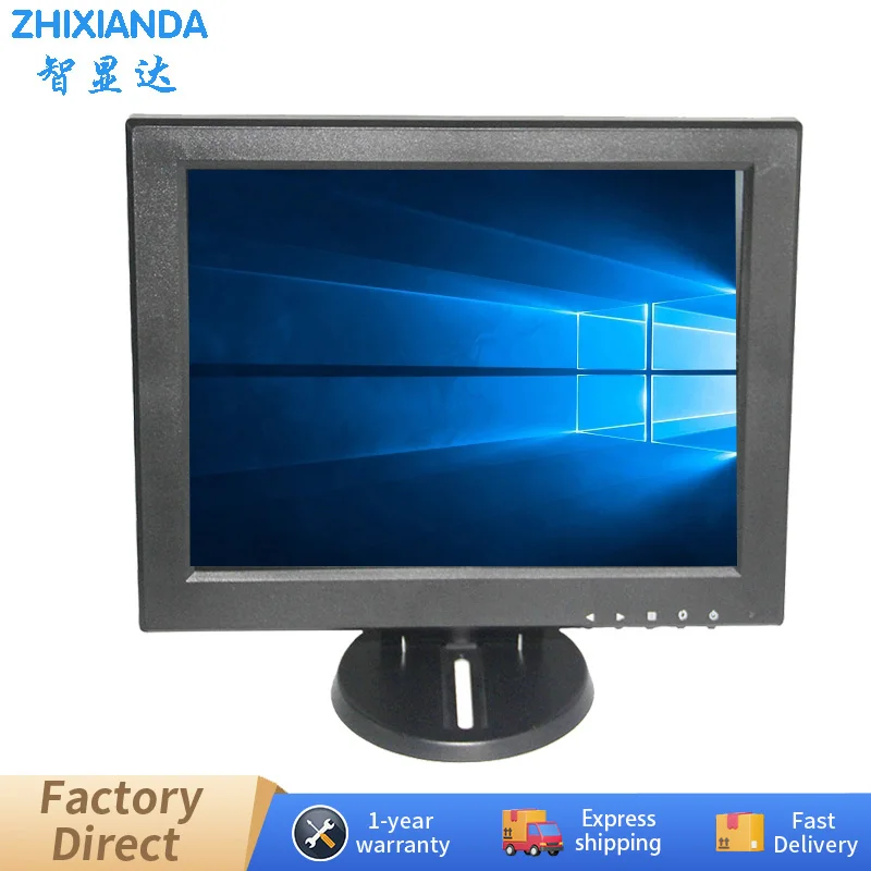 12 Inch Desktop LCD Computer Monitor 800*600 4:3 Ratio Resistive Touch Screen Industrial Use Display For Home Security VGA HDMI