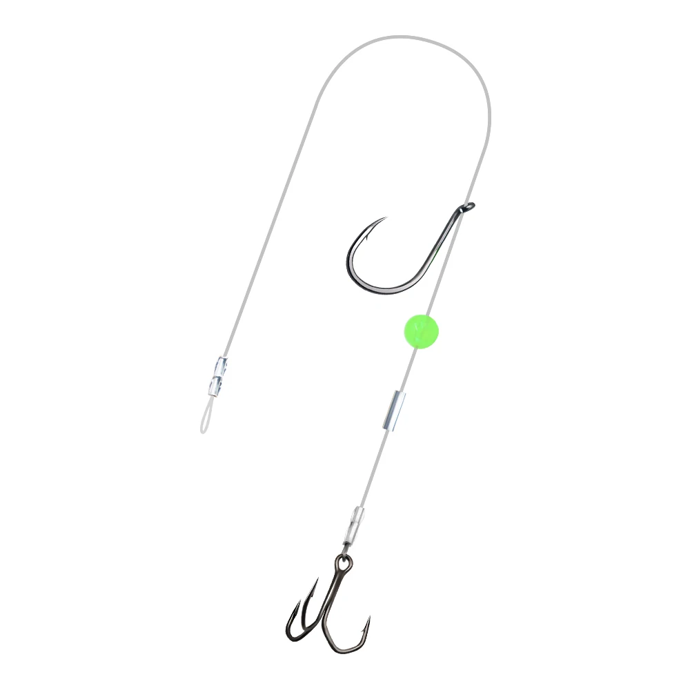 ZYZHE 1/3/5 Stück Angel-Rigs mit Lebendködern, einzelner J-Haken mit Drehhaken, 49-fädiges Stahlseil, Stinger-Rigs für Wels und Schnapper – Detail 9