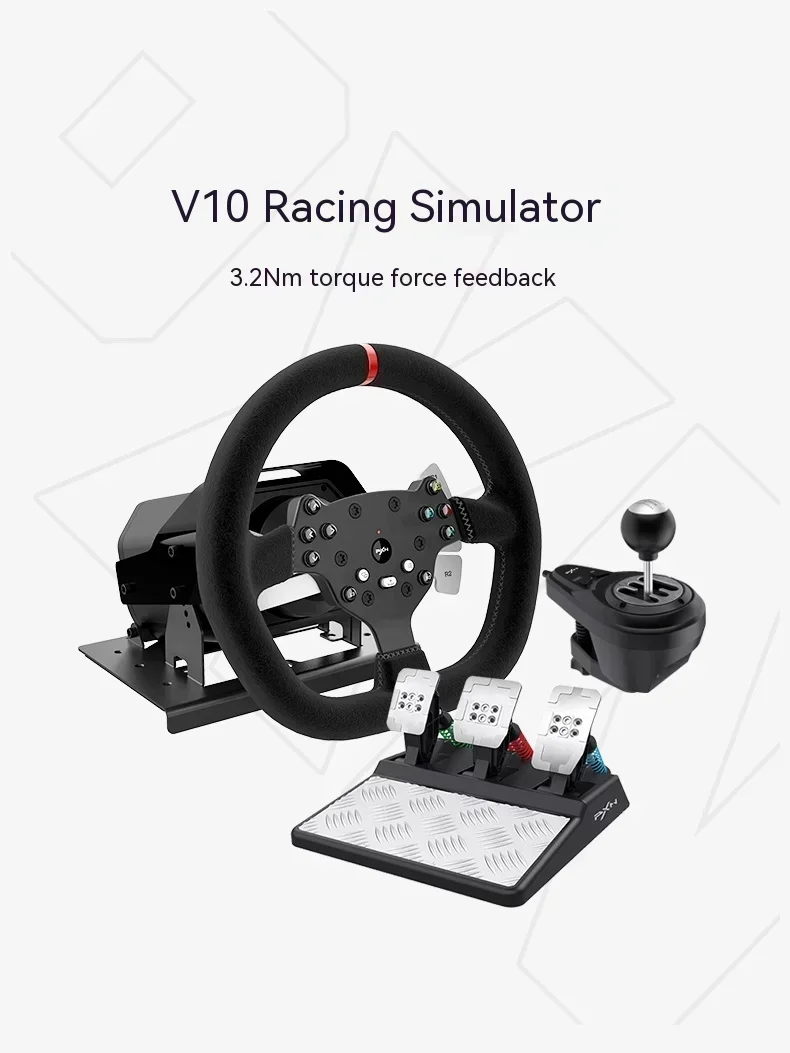 PXN V10 Game Steering Wheel Controller 900 Rotation Angle Wired Force Feedback Game Steering Wheel For PS4/PS3/Switch/Xbox Gifts