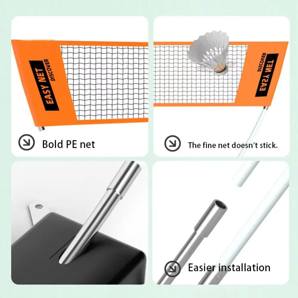 شبكة كرة الريشة قابلة للتعديل مع حقيبة حمل قابلة للطي، شبكة تدريب تنس الكرة الطائرة، سهلة الإعداد الاحترافية #3