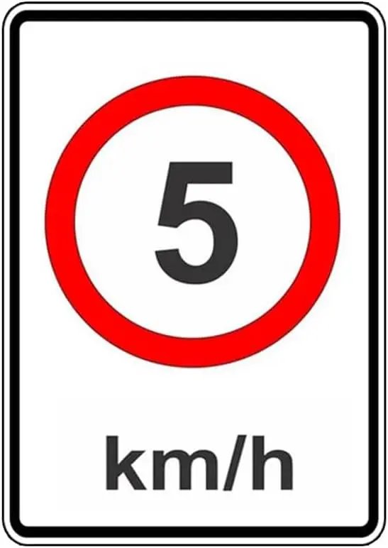 Caution 10 km/h in roundel Traffic Sign Metal Tin Signs, Slow Down Poster for Home School Highway Garage Wall Decor Plaque Sign