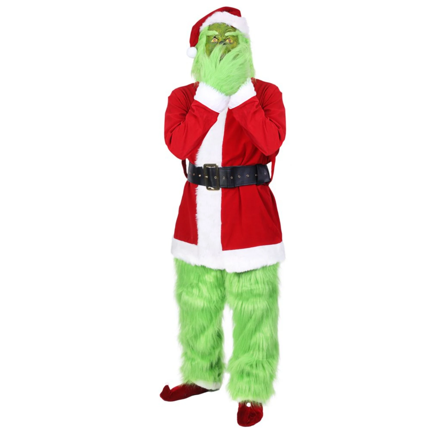 Men Green Monster Santa Suit Halloween Holiday Outfit Set XXXL