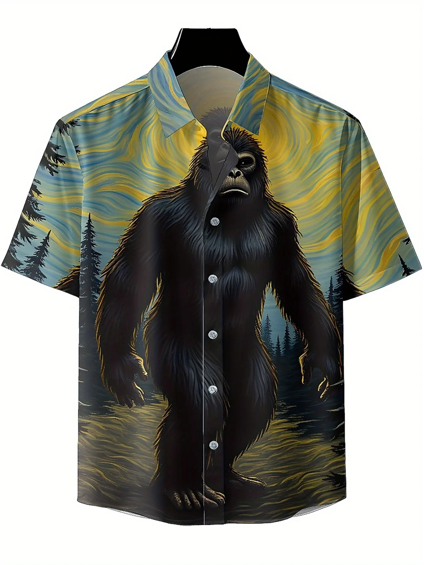 Men's Plus Size Hawaiian ShirtsMysterious Forest Giantpattern,New in Summer Fashion Tops,Hip Hop Rock Streetwear