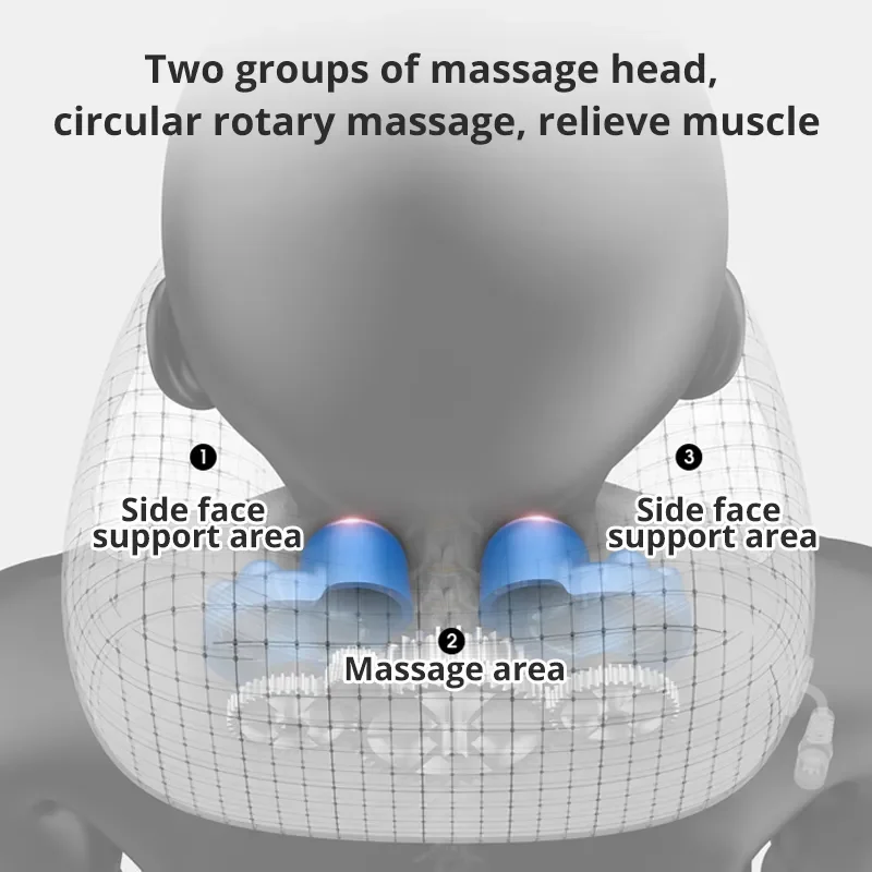 Masajeador de cuello recargable, almohada en forma de U, multifuncional, portátil, para hombro, Cervical, para exteriores, hogar, coche, masaje