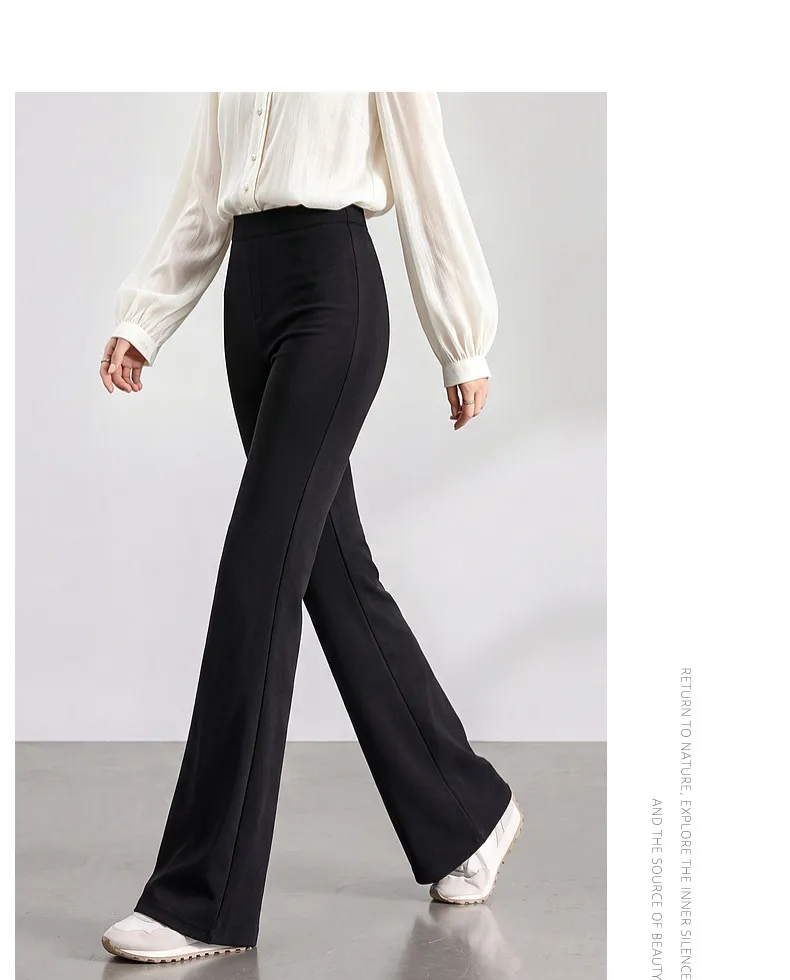 VIMLY Women's Black Flare Pants 2026 Autumn New Fashion Elegant High‑waist Versatile Pants Casual Office Lady Trousers 31738