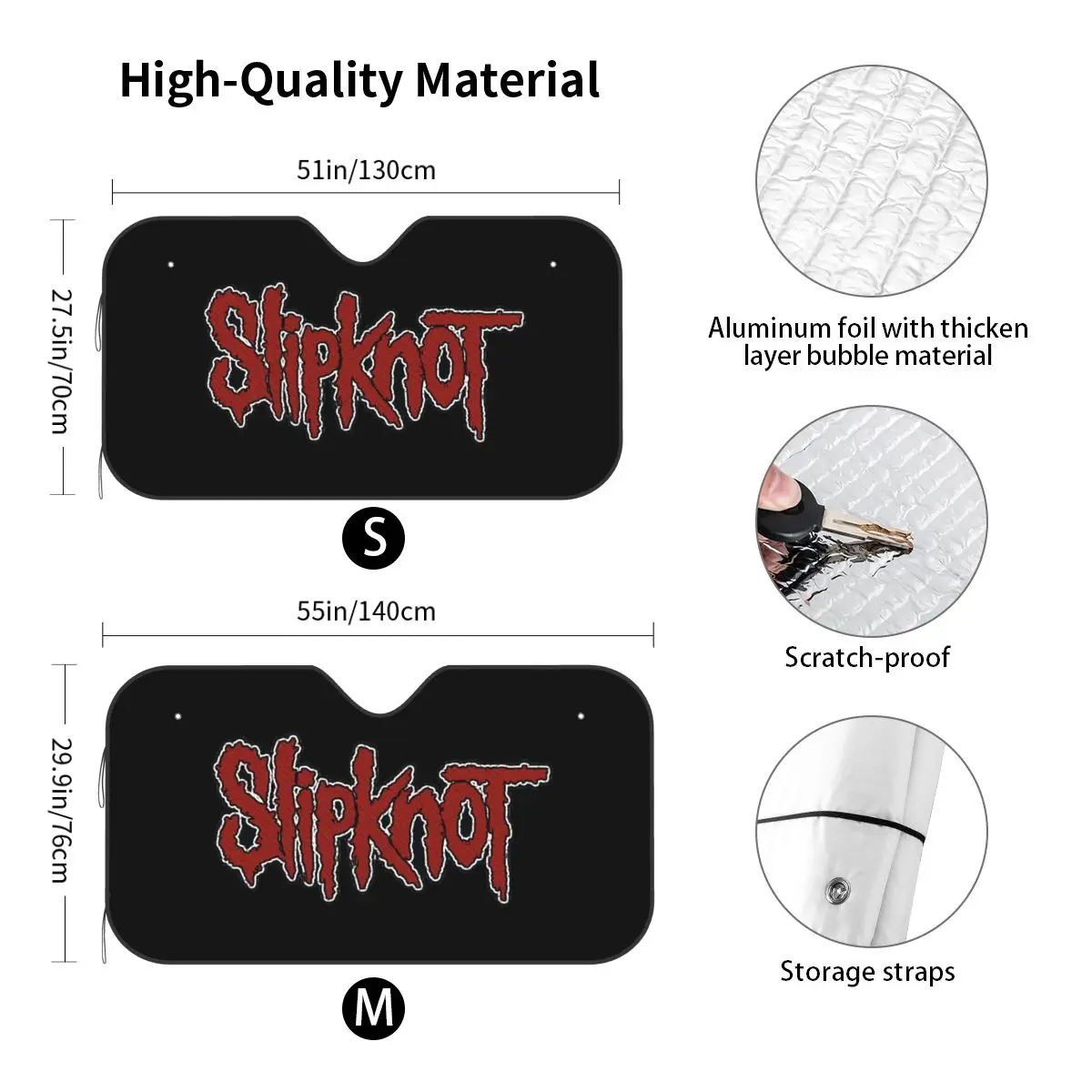 Rock S-Slipknots Heavy Mental Sunshade Windscreen Funny Cover Front Block Window Car Window Windscreen Cover Car-styling