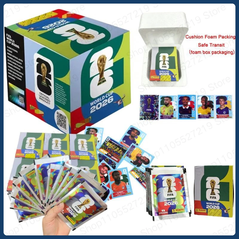 Pack d'autocollants et album Panini Coupe du Monde 2026 authentiques, édition limitée, collection de souvenirs de football, cadeau souvenir de football