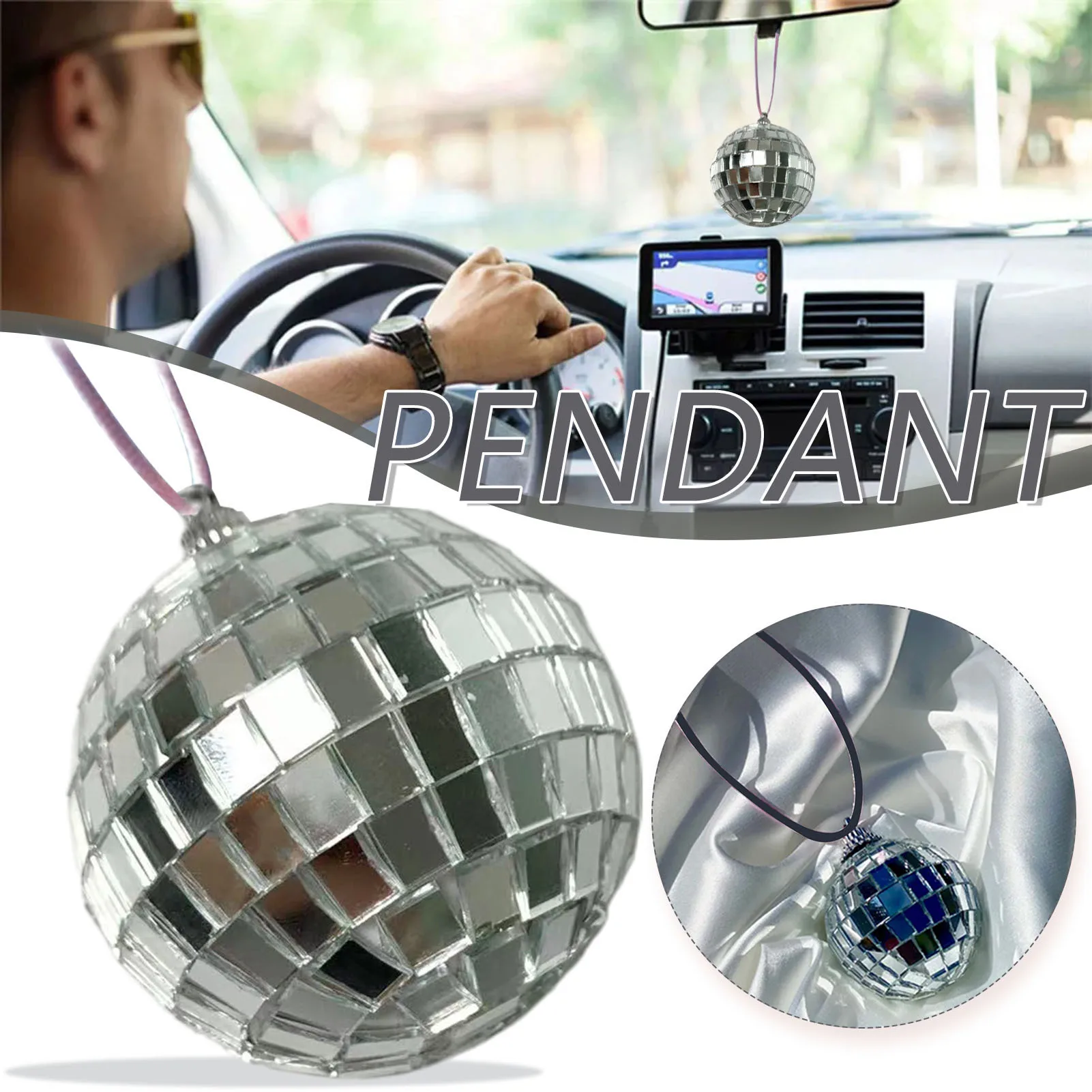 Disco Balls Car Rearview Mirror Pendant Dj Lighting Effects Car Decoration for Car Party or Dj Lighting Effects