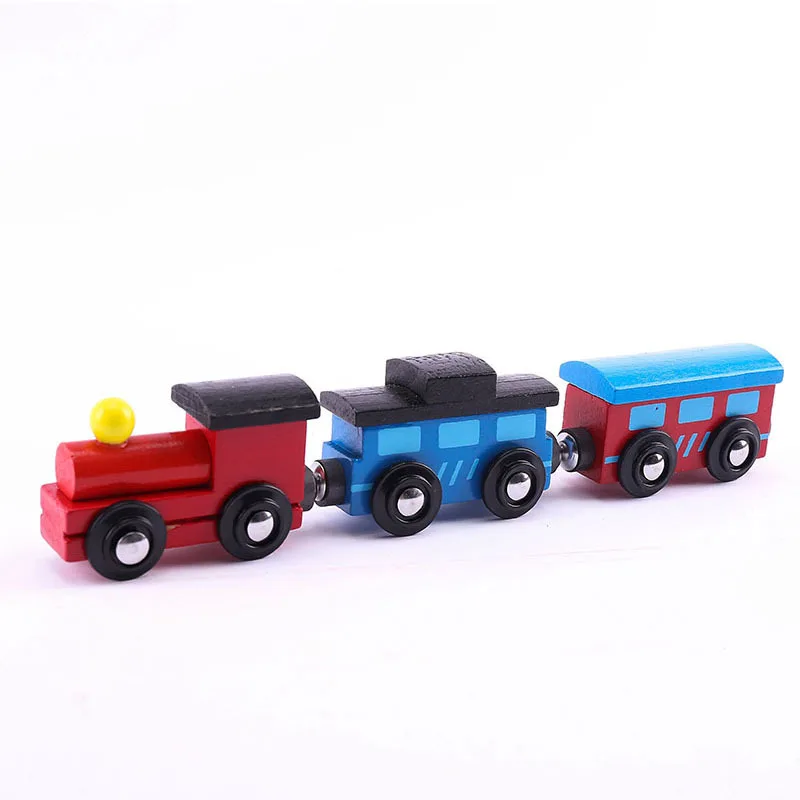 1Set Wooden Magnetic Train Wooden Railway Track Cars Truck Wood Track Accessories Fit for Wooden Tracks Toys For Kids Gifts B72