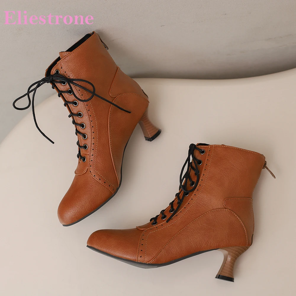 

2025 New Winter Classic Yellow Green Women Ankle Boots Round Toe High Heel Lady Nude Shoes Plus Big Size 12 43 45 50