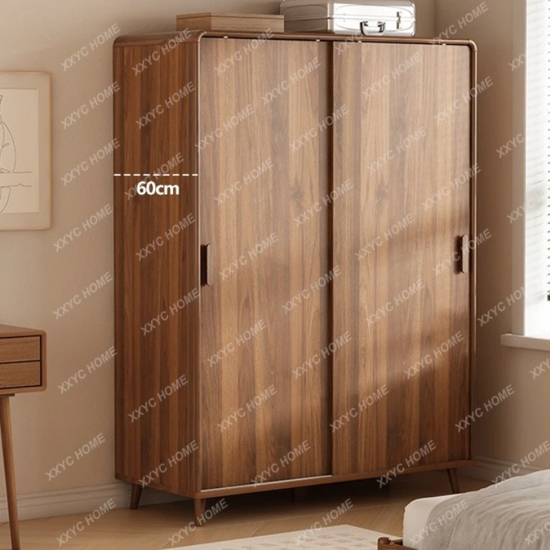 S1saa Sliding door wardrobe household bedroom wardrobe solid wood frame storage locker