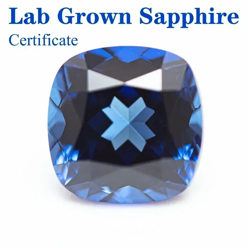 

Lab Grown Sapphire Square Cushion Royal Blue Colour VVS1 Selectable AGL Certificate Charms Beads Diy Jewelry Making Materials