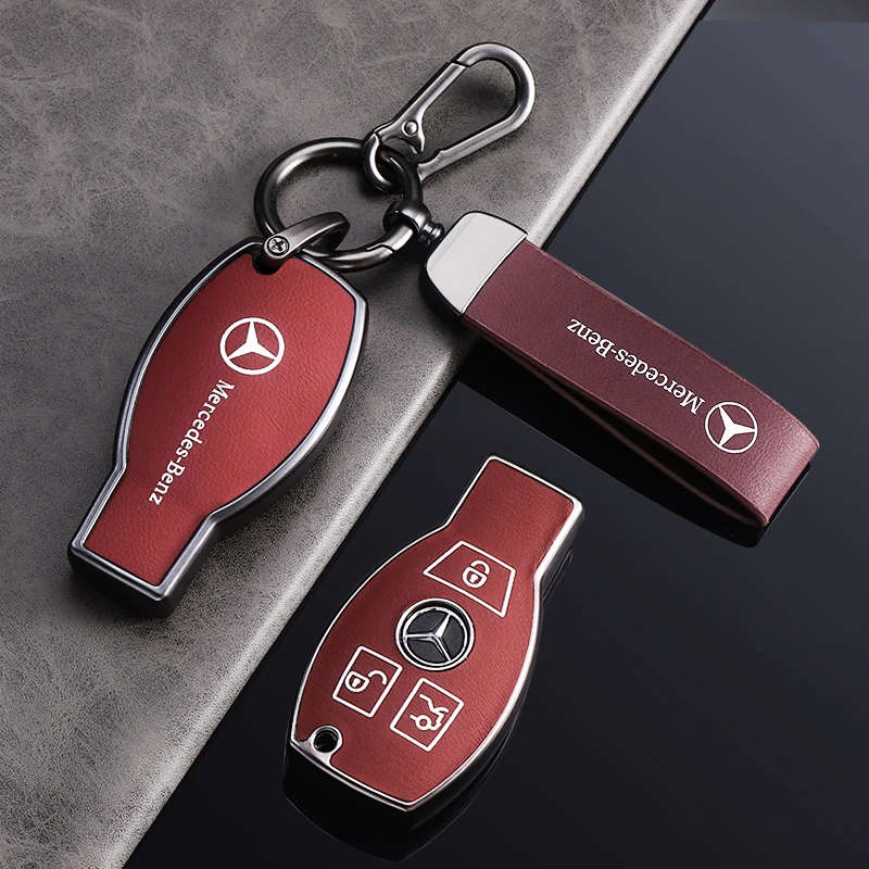 For Mercedes-Benz TPU Car Key Cover E-Class/Class E300L/C260L/A200L Car Key Decorative Leather Pattern All-Pack Protective Case