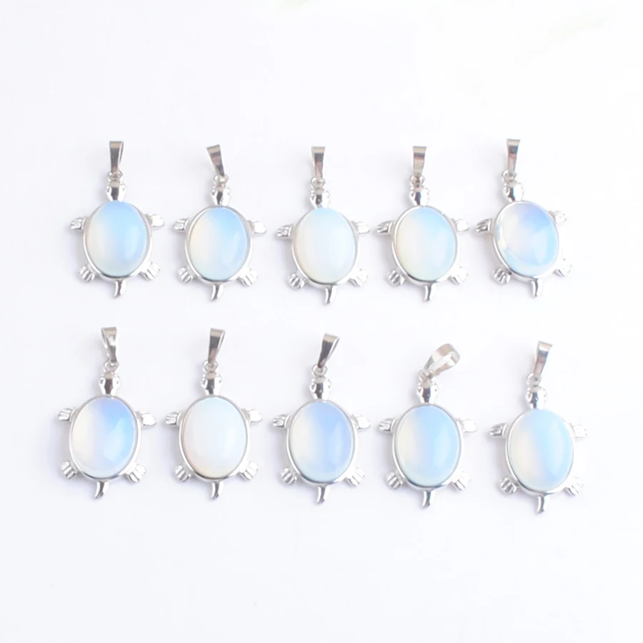 

Natural Opal Stone Turtle Pendants Animal Tortoise Shape Charm Amulet Jewelry Gift Pretty Wholesale 10Pcs AN4313