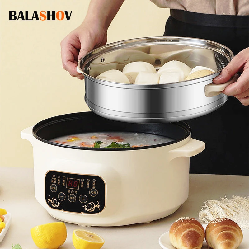 Điện MultiCooker 220V Không Dính Đa Năng Nấu Máy Lẩu Mì Trứng Canh Xông Hơi Nồi Cơm Cho Gia Đình