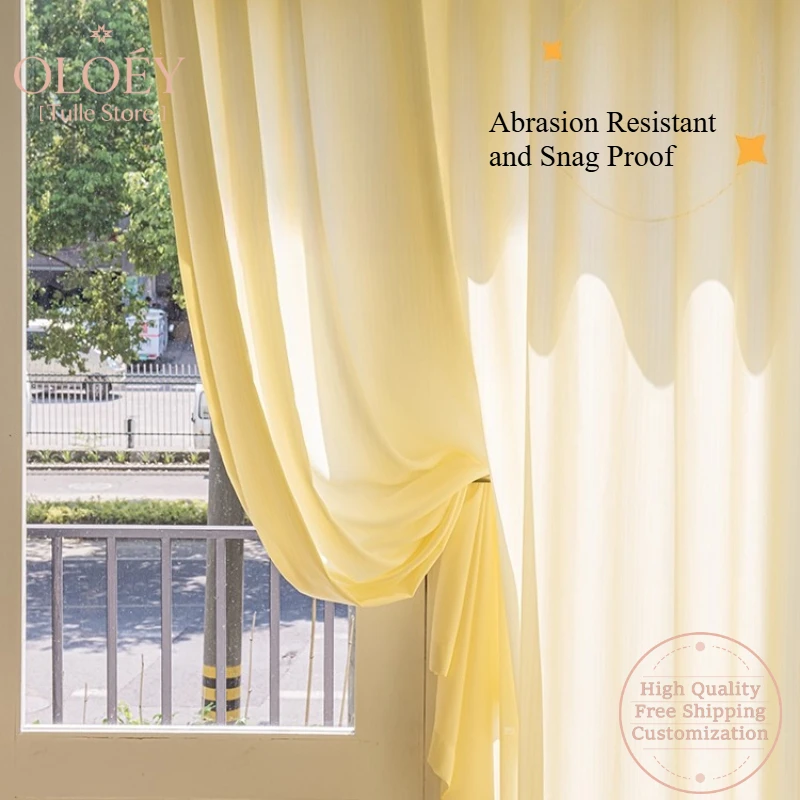 

OLOEY Luxury Sheer Curtain for Bedroom Gauze Translucent Not Transparent Light Filtering High End Yarn Balcony Living Room Decor
