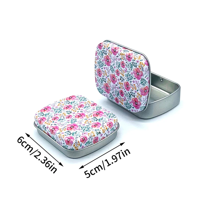 Portable Mini Metal Hinged Tin Box with Lid Rectangular Container Small Storage Container Kit Candy Pill Cases forHome Organizer