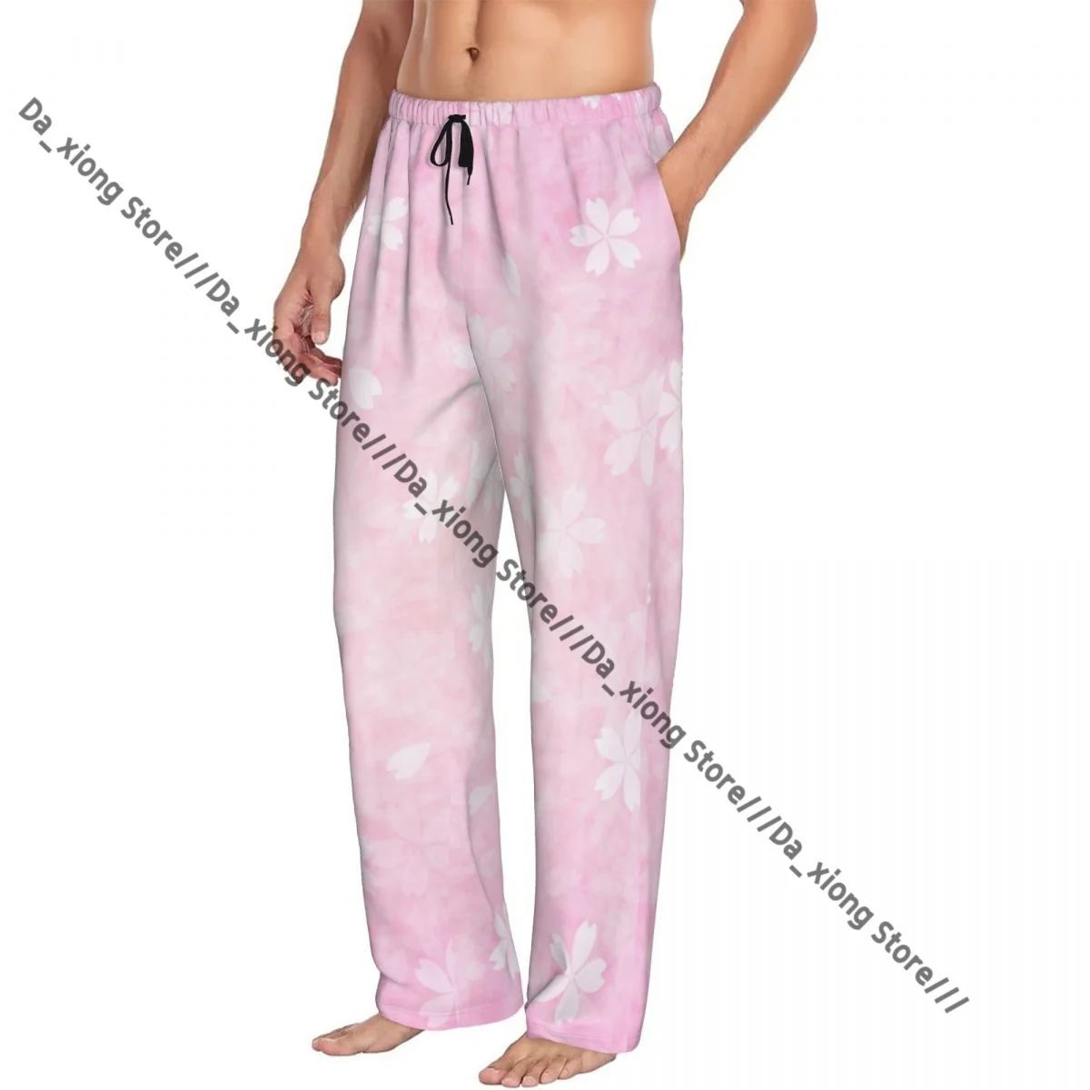 

Мужская одежда для сна, свободные брюки для сна, пижамы, розовые японские вишневые длинные штаны для отдыха, повседневная домашняя одежда