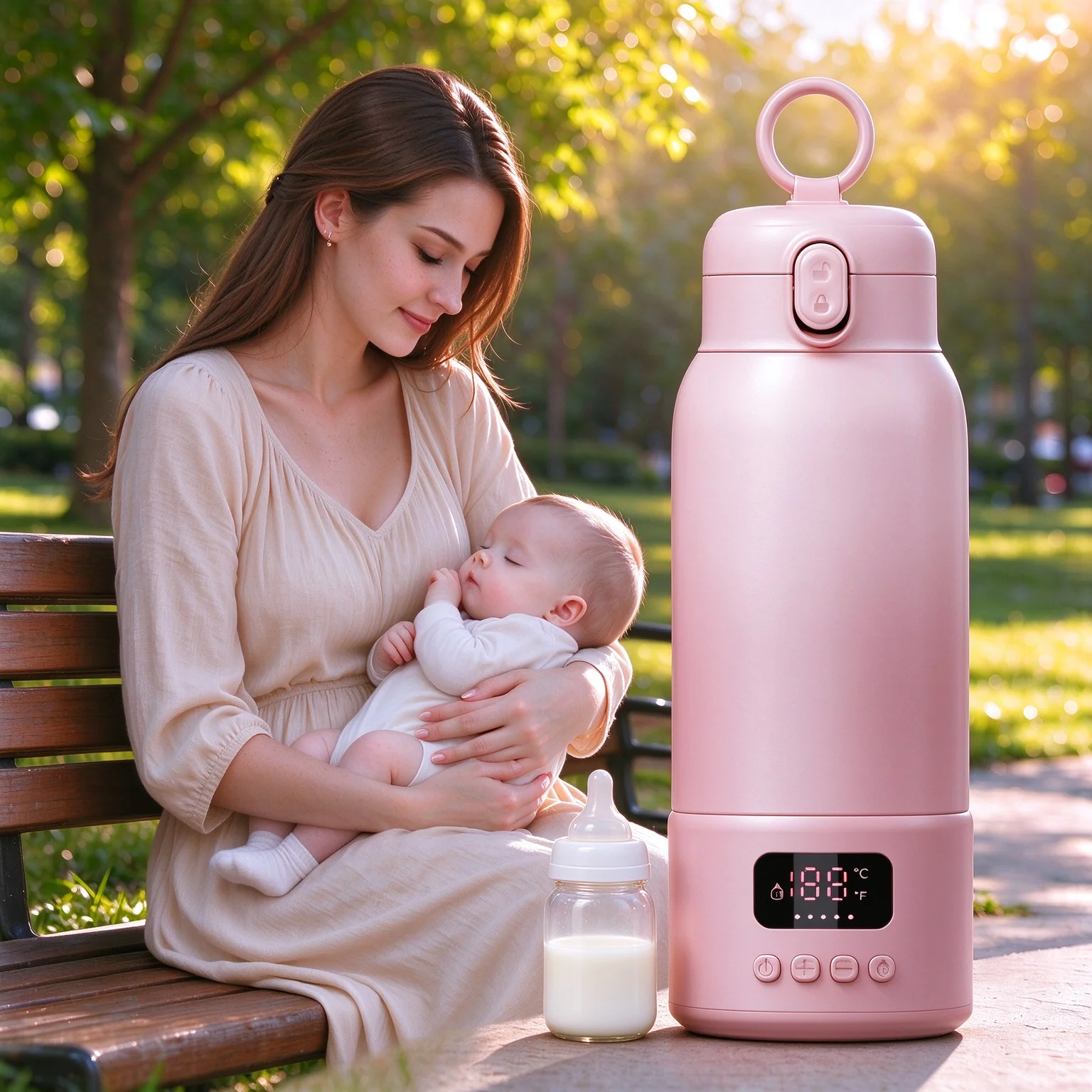 Portable Bottle Warmer for Travel,17Oz Large Capacity Baby Bottle Warmer,45W Fast Heating for Breast Milk 10400mah Long Batter