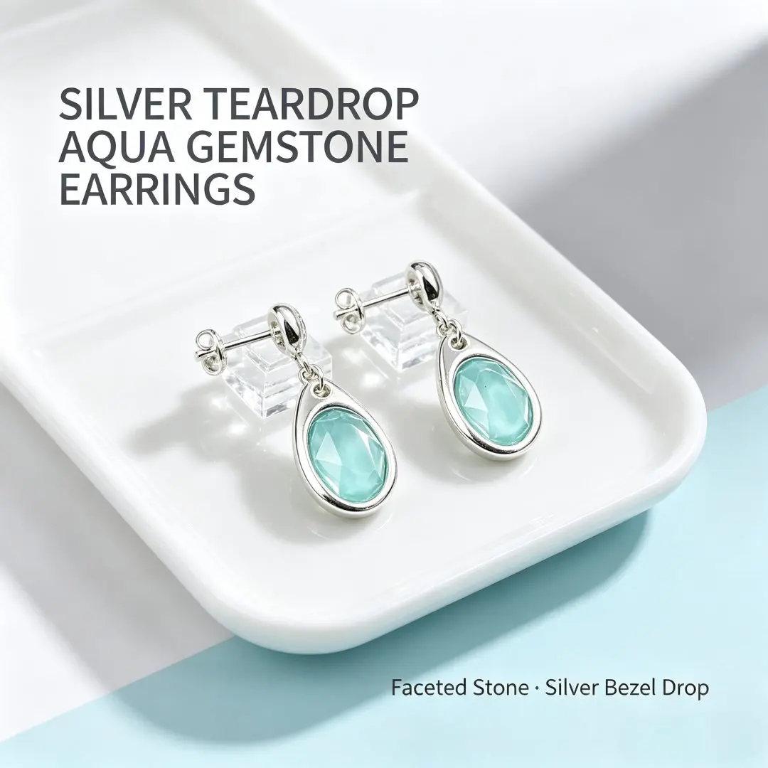 2026 Spain Fresh and Bright Water Drop Shaped Mint Green Zircon Earrings Jewelry Accessories Banquet Gifts