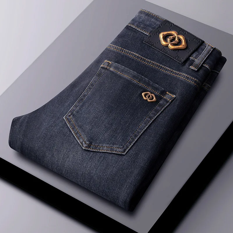 2024 Nieuwe Business Fashion Heren Jeans Verdikte Slim Fit Nieuwe Broek Skinny Stretch Casual Broek Heren