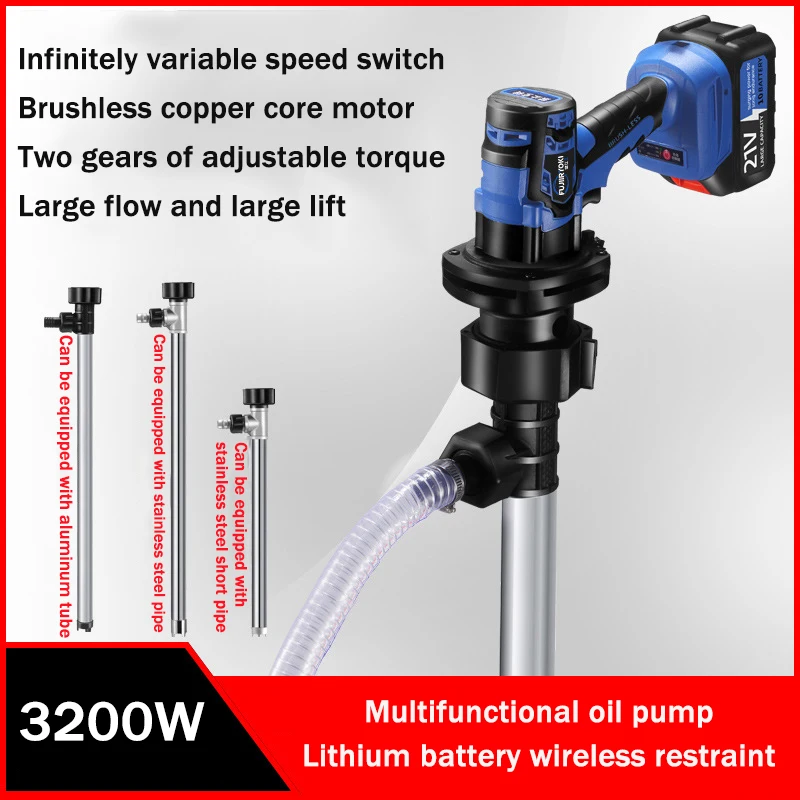 Imagem -02 - Bomba de Transferência de Combustível Portátil com Bateria de Lítio Bomba de Barril Inserida Distribuidor de Óleo Elétrico Querosene Diesel 21v 3200w