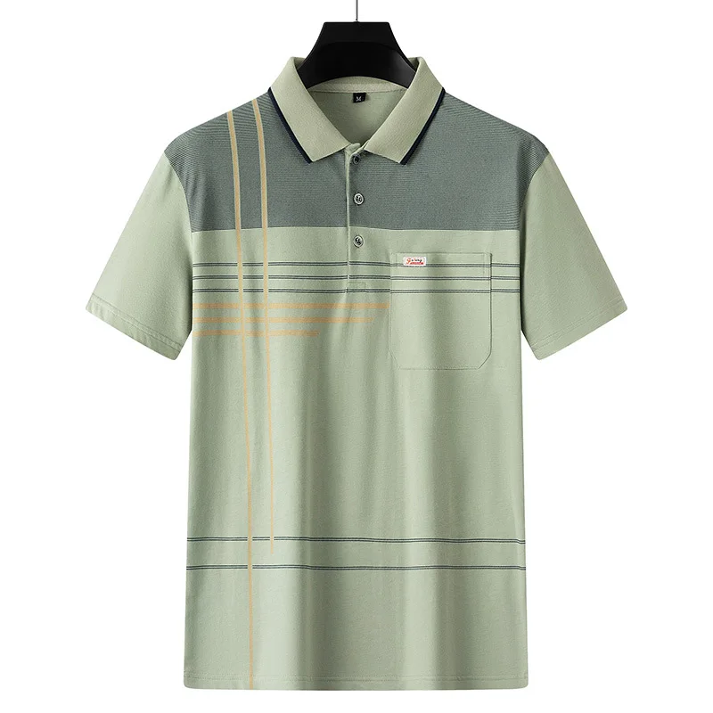 Middle-aged Printed Shirt Men's Short-sleeved Lapel Fathers Slim Fit Nine-point Sleeve Length Henry Collar Youthful Trend