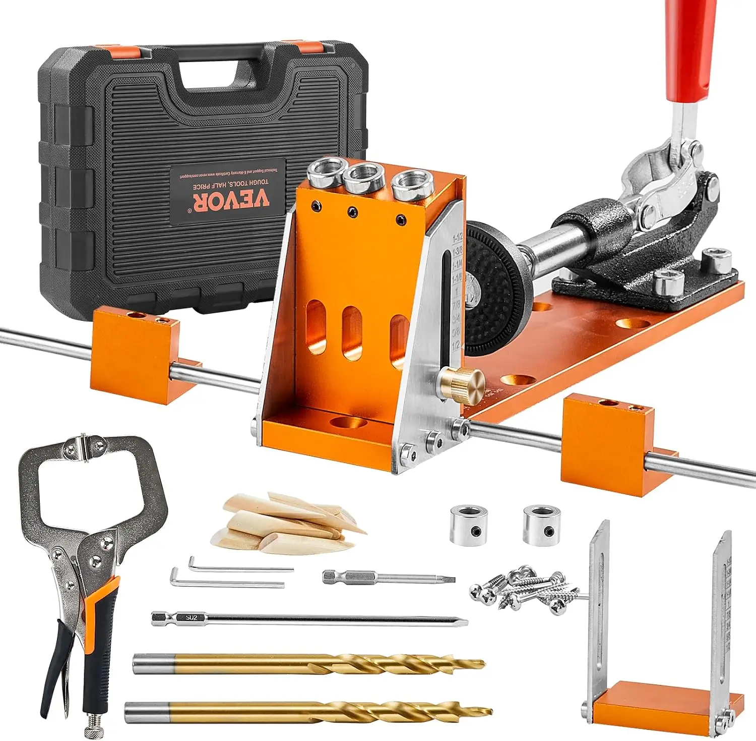 Pocket Hole Jig Kit, 34 Pcs Pocket Hole Jig System with 11