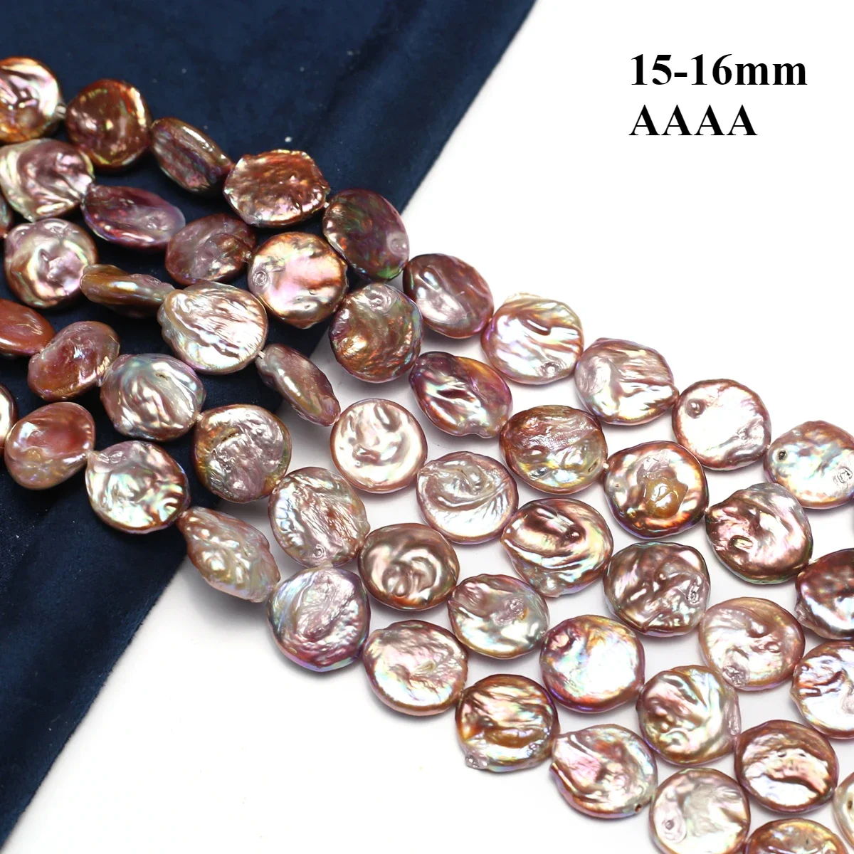 15-16mm 4A Natural Freshwater Round Baroque Round Pieces Bead Fine Gift for Women Jewelry Make DIY Necklace Bracelet Accessories