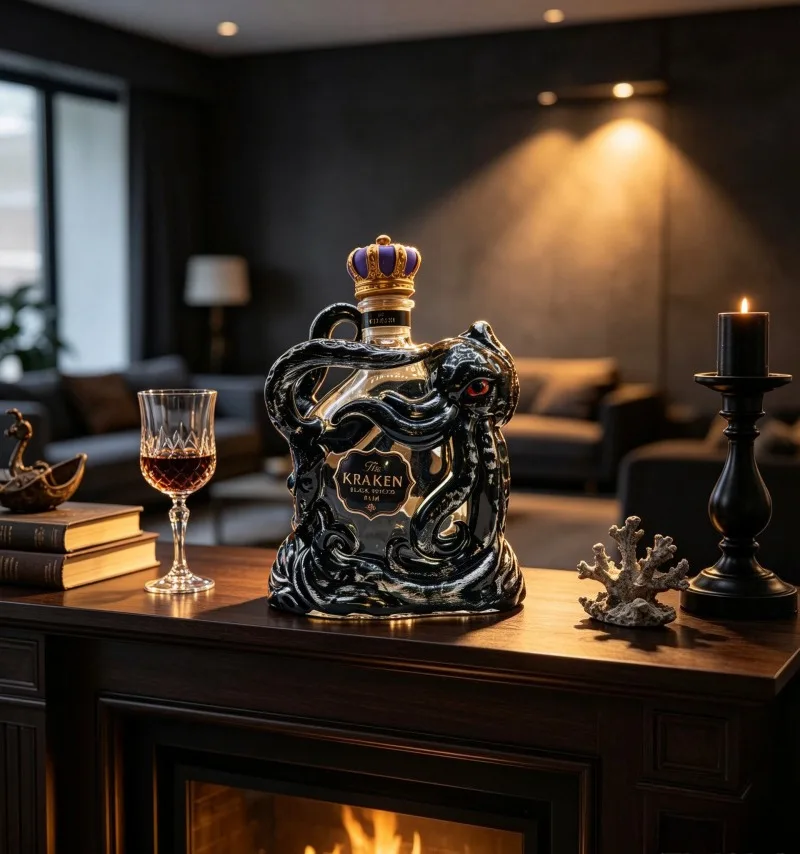 The Kraken Octopus Glass Decanter, 3D Deep Sea Monster Themed Liquor Bottle, Pirate Bar Home Wine Cabinet Decor Ornament Gift
