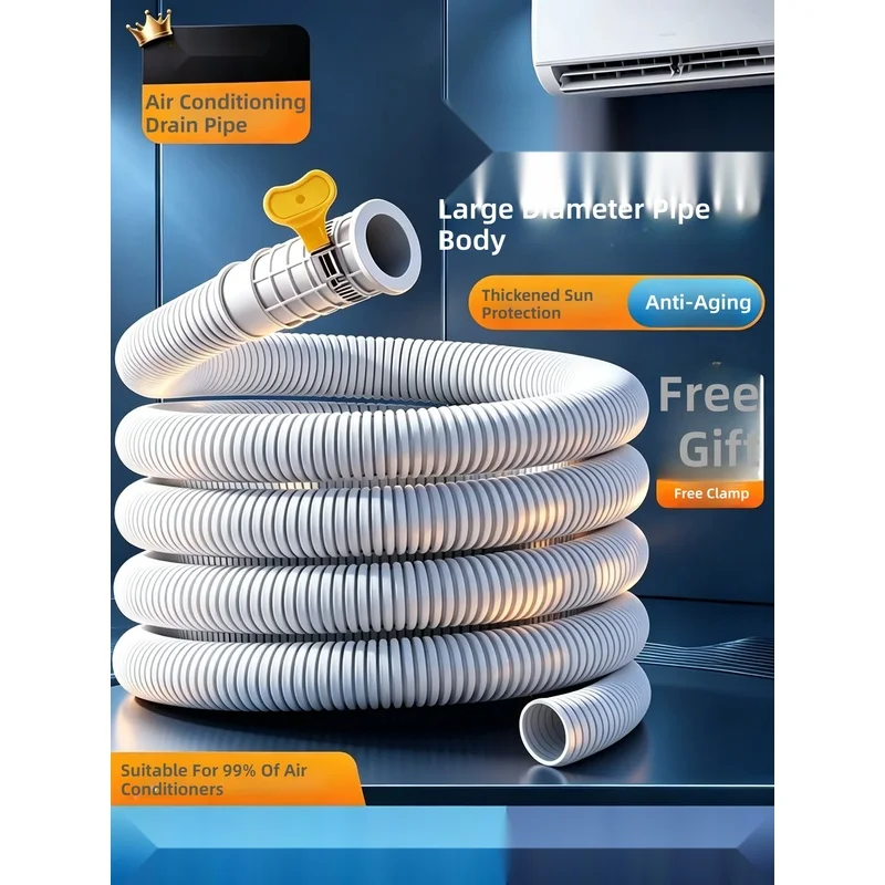 Air conditioner drain pipe extension, outdoor unit lengthening connector, universal hose accessory, condensate drain pipe wit...