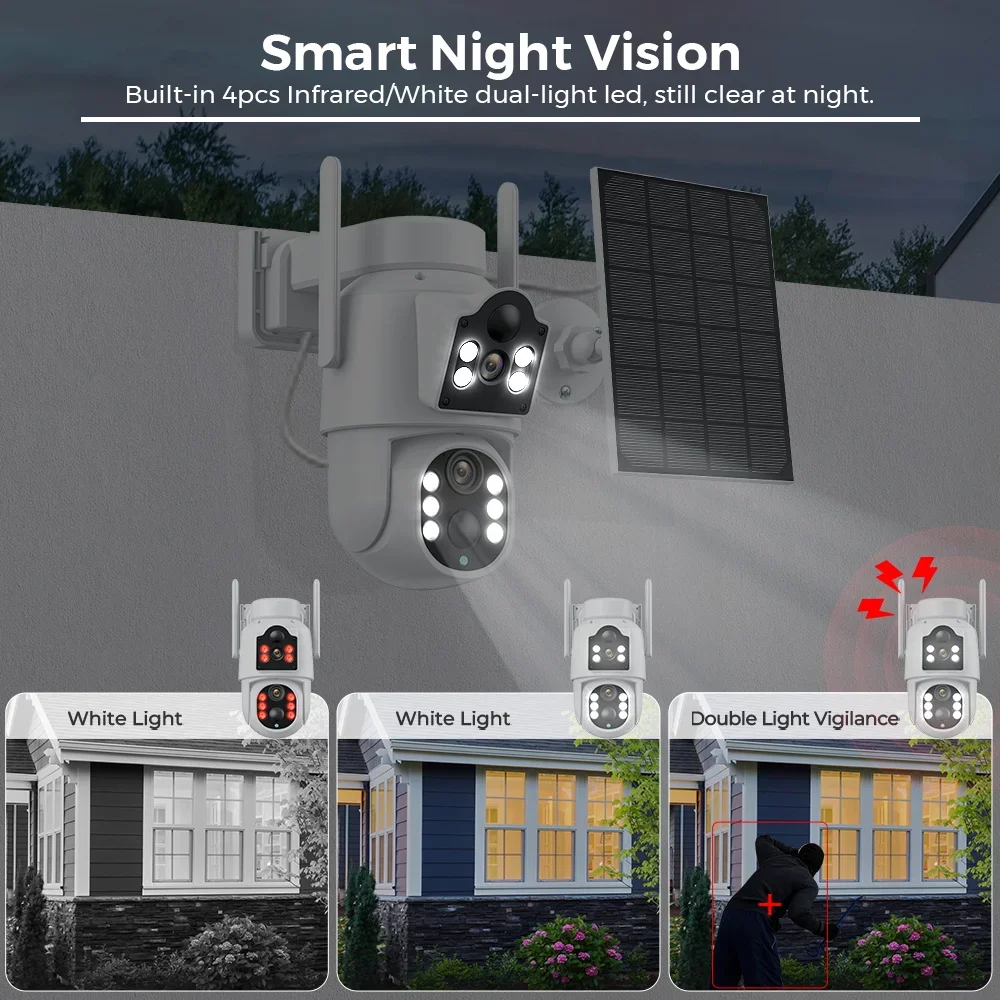 Imagem -04 - Câmera Ptz Wifi Solar sem Fio ao ar Livre 4k 8mp Dual Len Low Power Security Bateria Cor Vigilância Noturna Icsee