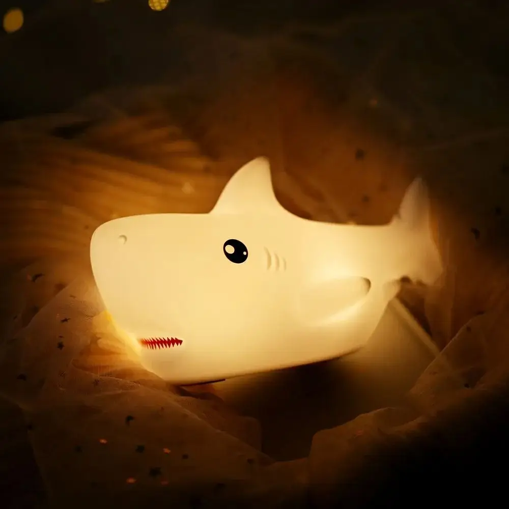 Home Decoration Silicone Shark LED Lamp Creative Lovely Bedside Light Colorful Cartoon Atmosphere Light Bedroom