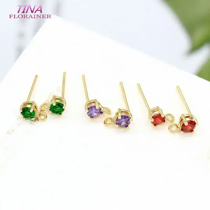 8x5MM 14K Gold Color Brass and Zircon Stud Earrings  Pins Jewelry Making Diy Accessories