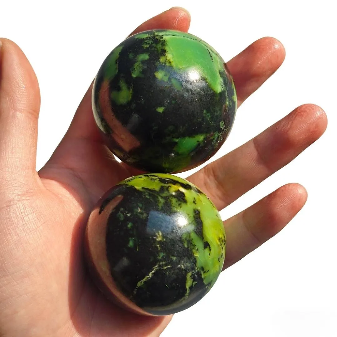 1pc Green Opal Crystal Sphere - Natural Stone Ball with Black Veined Texture, Home & Office Decor, Ideal Holiday Gifts