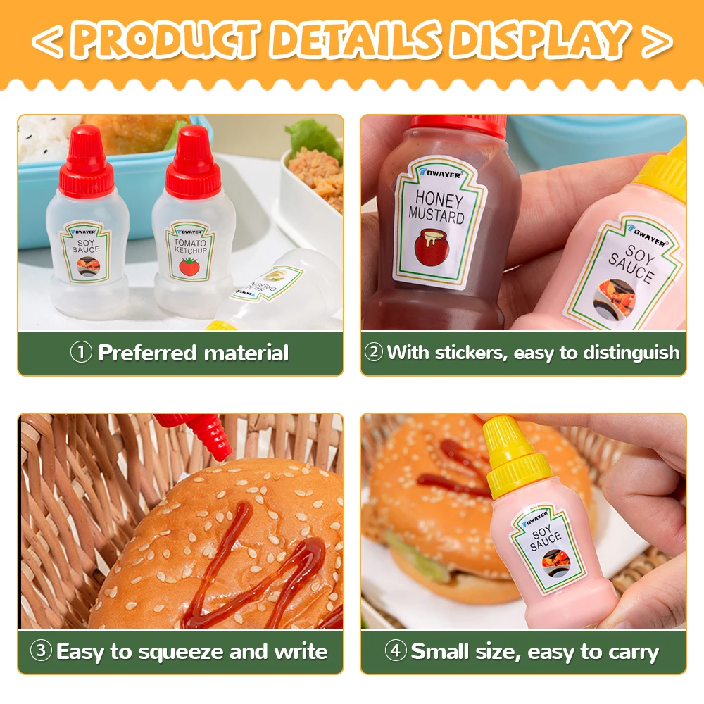 Mini Tomato Ketchup Bottle Portable Sauce Salad Squeeze Bottle Small Bento Honey Bottle Storage In Lunch Box Kitchen Accessories