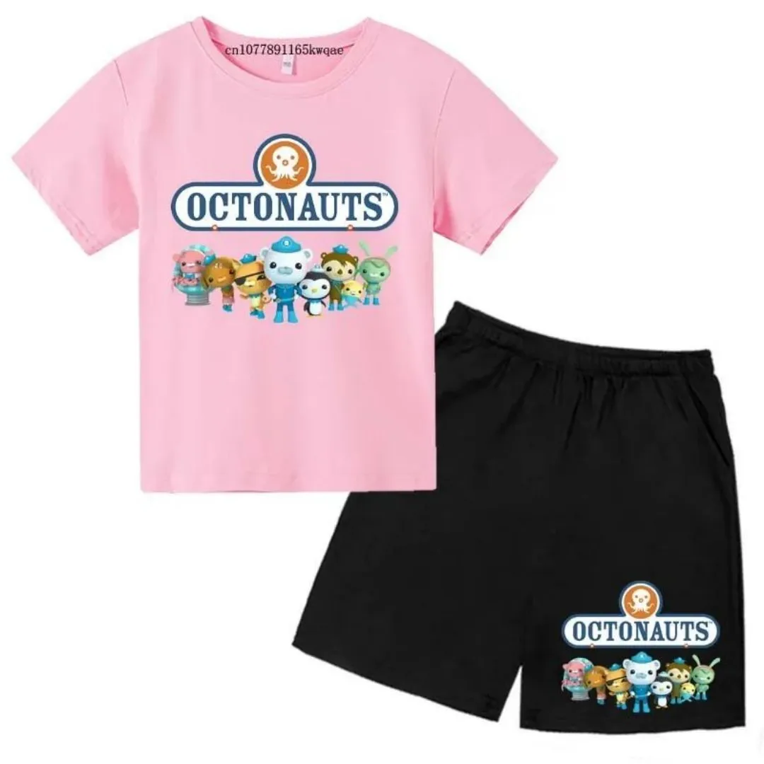 تي شيرت صيفي لطيف مطبوع عليه رسوم كارتونية للأطفال يسمح بمرور الهواء + شورت طقم مكون من قطعتين للأولاد والبنات من سن 213 سنوات، ملابس أطفال
