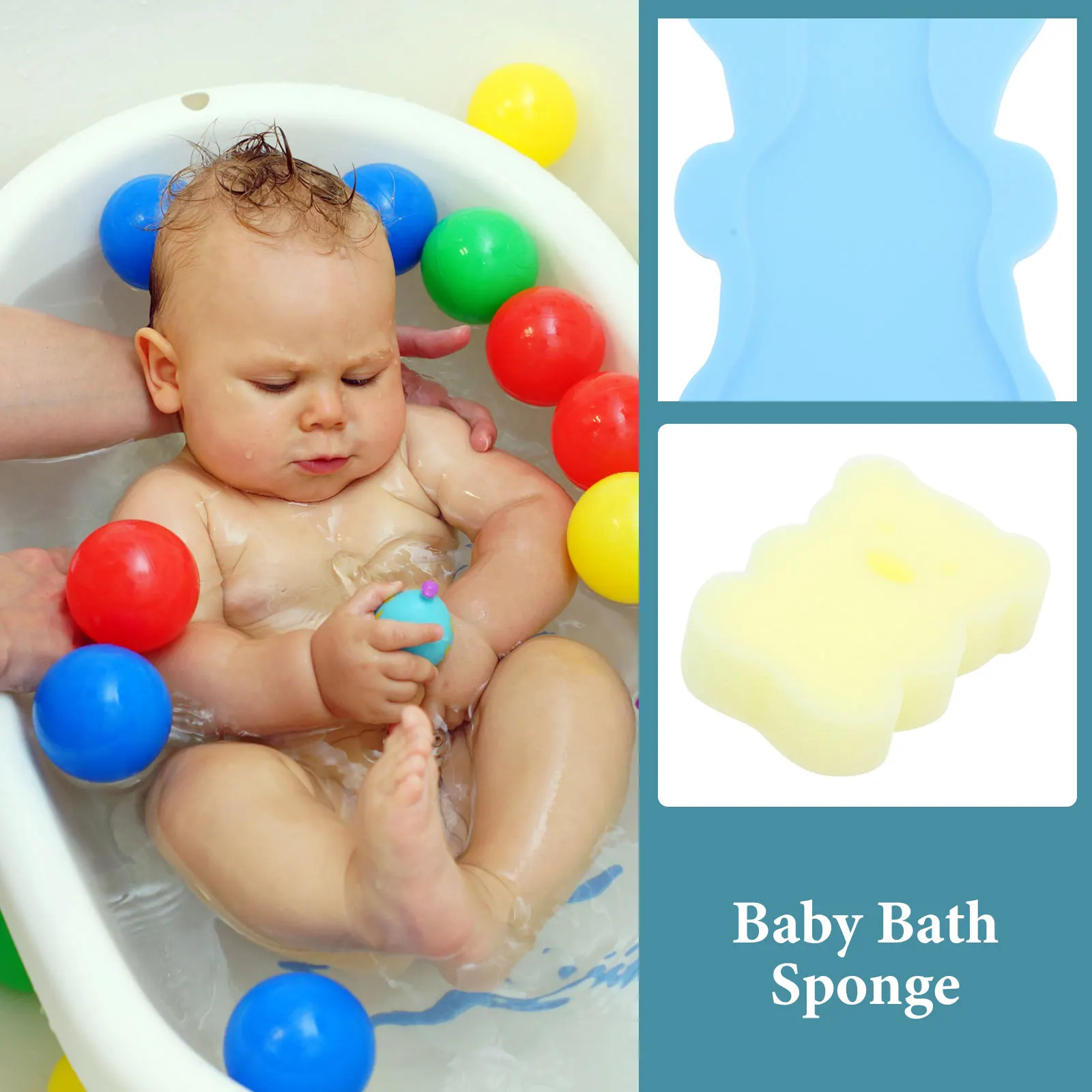 

Baby Bath Sponge Mat Newborn Anti Slip Bathing Pad Kids Sponge Pillow Tub Bright Cartoon Shape Soft PU Material