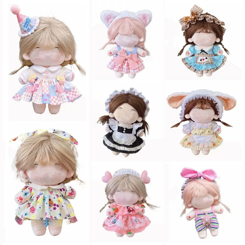 20CM Doll Clothes Multicolor Lolita Maid Attire Doll Headwear Dress Set Playing House Photo Props Miniature Dress Suit