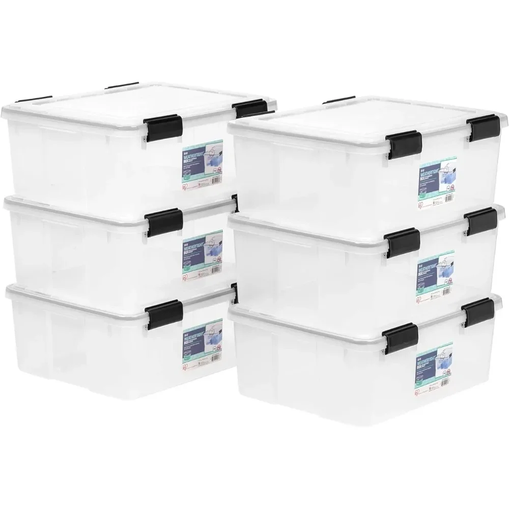 

31 Quart Stackable Storage Box with Airtight Gasket Seal Lid, Heavy Duty Containers with Tight Latches, Weather Proof Bins