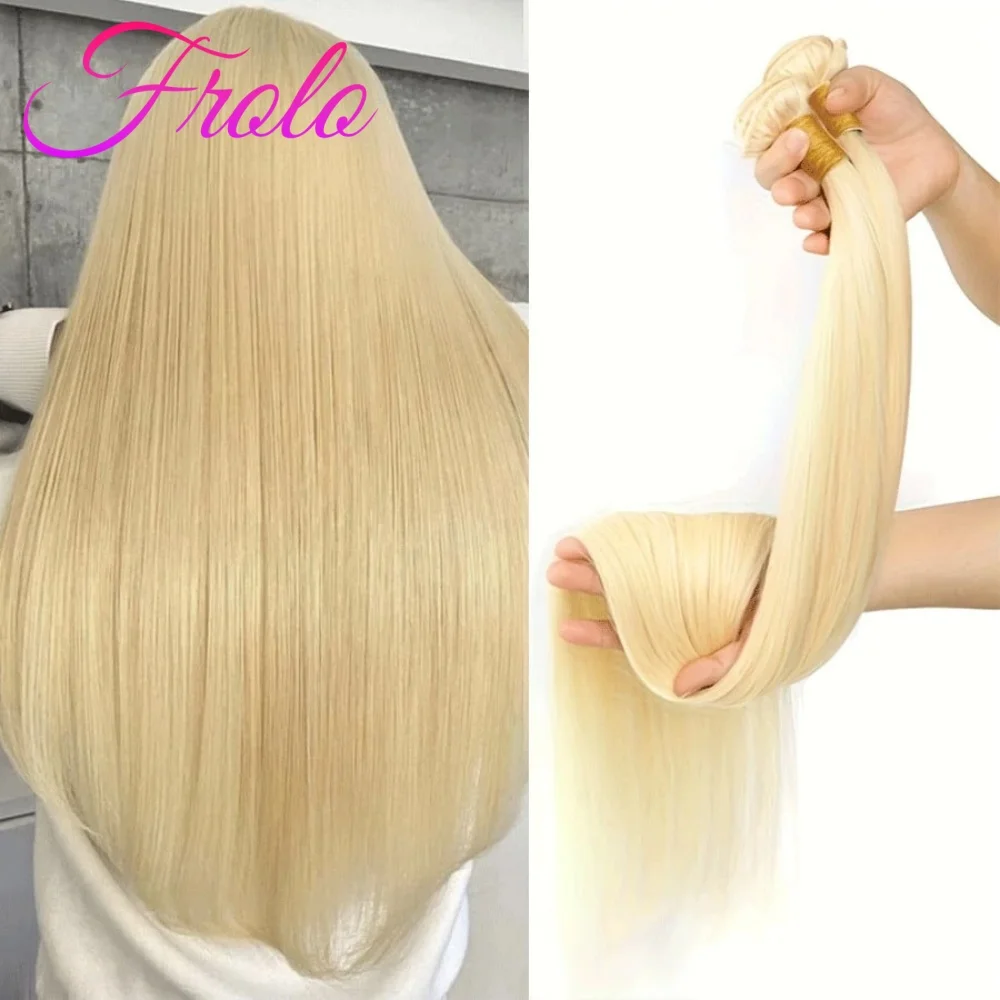 

24 26 28 30 Inch Blonde Bundles Human Hair 15A Grade Straight 613 Bundles Human Hair Unprocessed Brazilian Virgin Raw Hair Quick Weave For women 1-4 Bundle Deals Hair Extensions