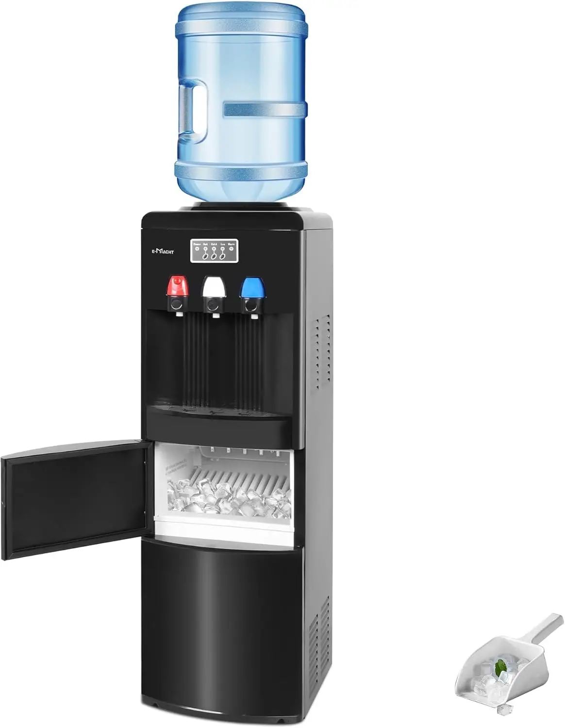 Dispenser with Ice Maker, 3 in 1 Water Dispense with Built-in Ice Maker, Water Cooler Dispenser for 3-5 Gallon Bottle with a Sco